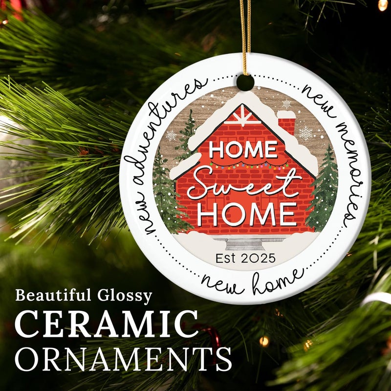 HEXMOZ New Home Ornament 2025 - Best Housewarming Gifts 2025 - New Home Gift Ideas - House Warming Gifts - First House Gift for Owners, Couples, Men, Women - Our First Christmas Ceramic Keepsake - Image 5